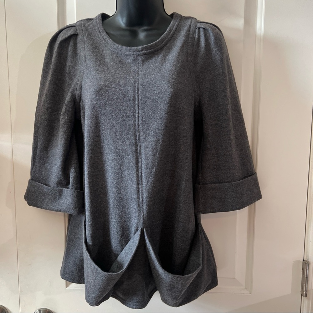 Marc by Marc Jacobs Front Pocket Wool Sweater with Cuffed Balloon Sleeves